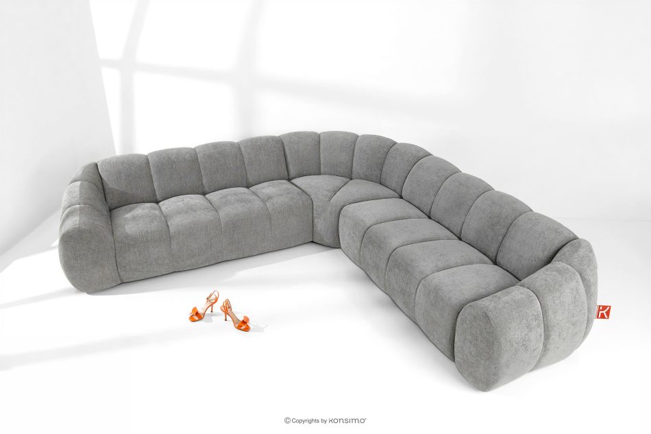 FLAVA Modulares Ecksofa im Modern-Retro-Stil rechts/links hellgrau Hellgrau - Foto 1