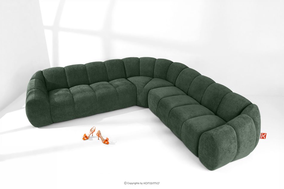 FLAVA Modulares Ecksofa im Modern-Retro-Stil rechts/links Dunkelgrün Dunkelgrün - Foto 1