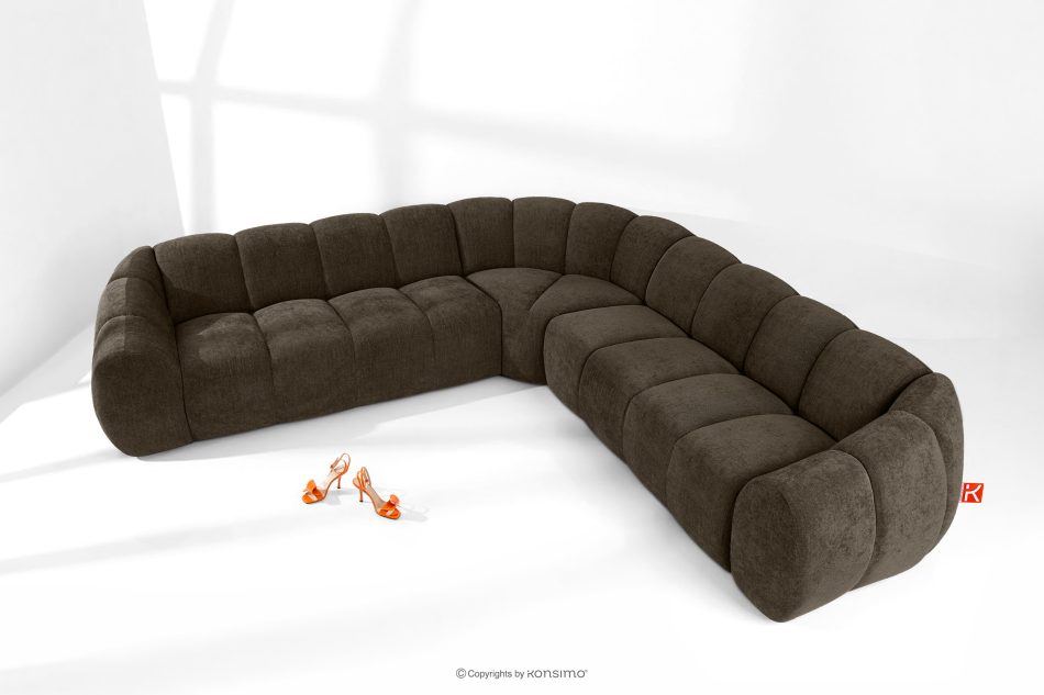 FLAVA Modulares Ecksofa im Modern-Retro-Stil rechts/links Braun Braun - Foto 1