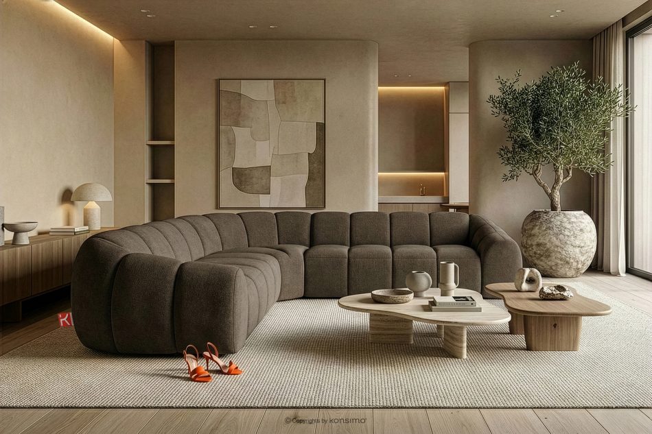 FLAVA Modulares Ecksofa im Modern-Retro-Stil rechts/links Braun Braun - Foto 9