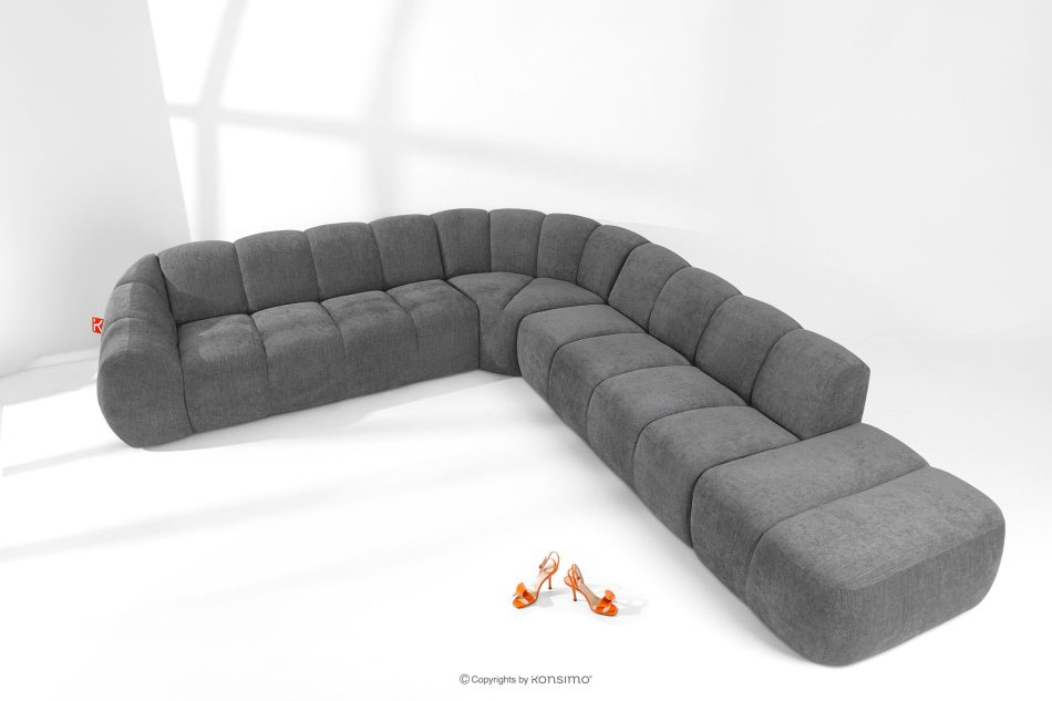 FLAVA Modulares Ecksofa Curve im Retro-Modern-Stil rechts aschgrau Grau - Foto 1