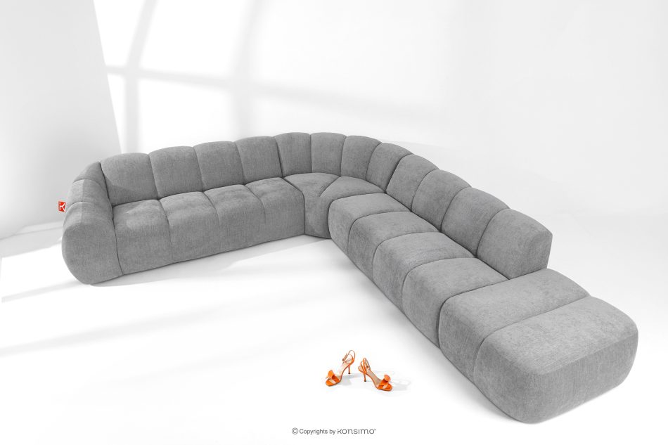 FLAVA Modulares Curve-Ecksofa im Retro-Modern-Stil rechts hellgrau Hellgrau - Foto 1