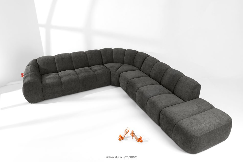 FLAVA Modulares Ecksofa Curve im Retro-Modern-Stil rechts graphit Graphit - Foto 1