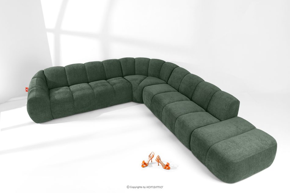 FLAVA Modulares Curve-Ecksofa im Retro-Modern-Stil rechts dunkelgrün Dunkelgrün - Foto 1