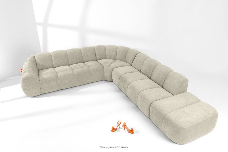 FLAVA Modulares Curve-Ecksofa im Retro-Modern-Stil rechts ecru Ecru - Foto 1