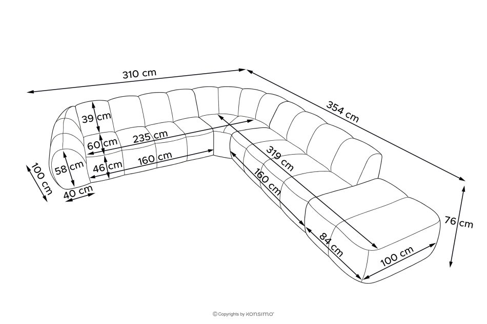 FLAVA Modulares Curve-Ecksofa im Retro-Modern-Stil rechts honigfarben Honigfarben - Foto 11