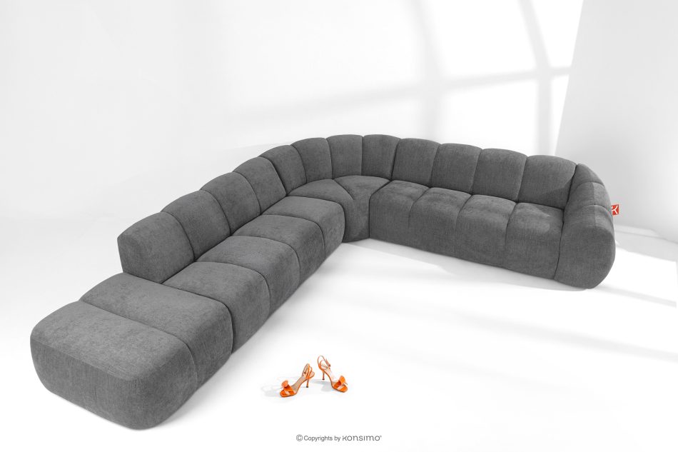 FLAVA Modulares Ecksofa Curve im Retro-Modern-Stil links grau Grau - Foto 1
