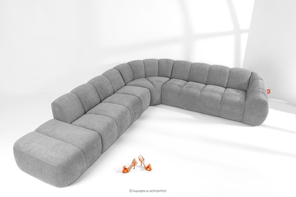 FLAVA Modulares Ecksofa Curve im Retro-Modern-Stil links hellgrau Hellgrau - Foto 1