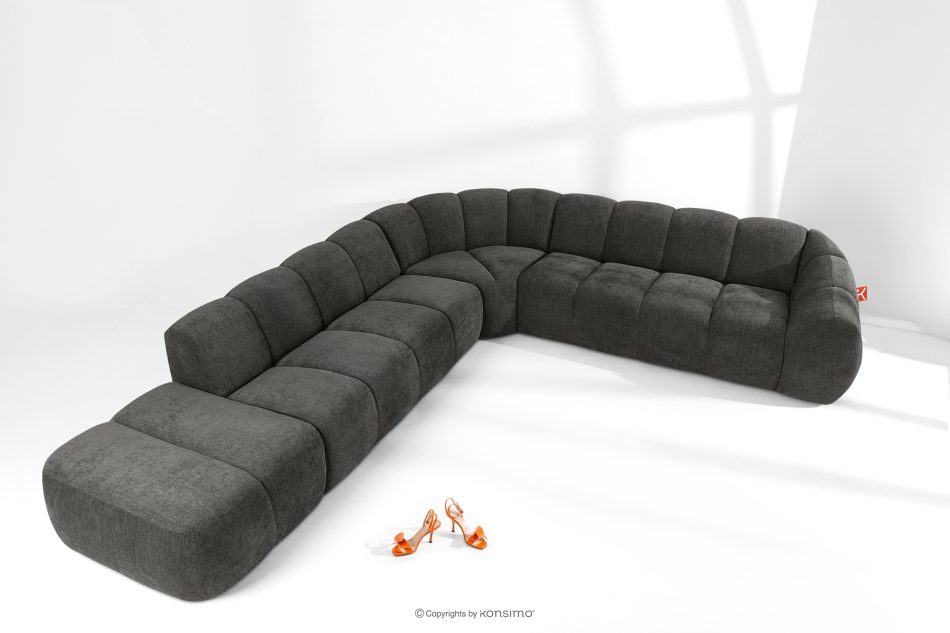 FLAVA Modulares Ecksofa Curve im Retro-Modern-Stil links graphit Graphit - Foto 1