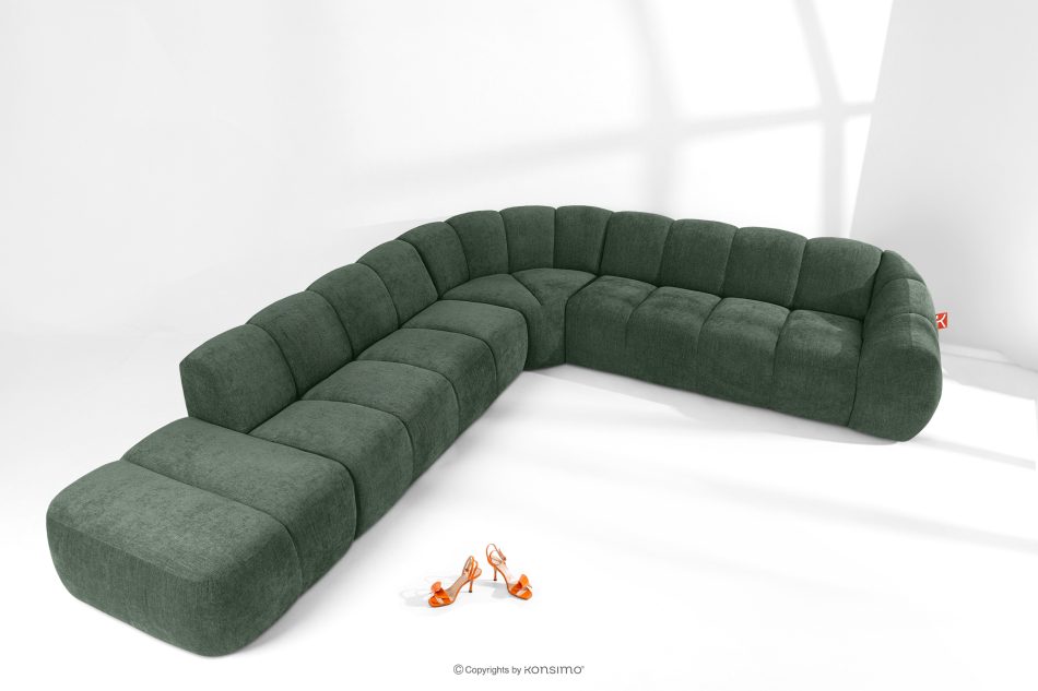 FLAVA Modulares Ecksofa Curve im Retro-Modern-Stil links dunkelgrün Dunkelgrün - Foto 1