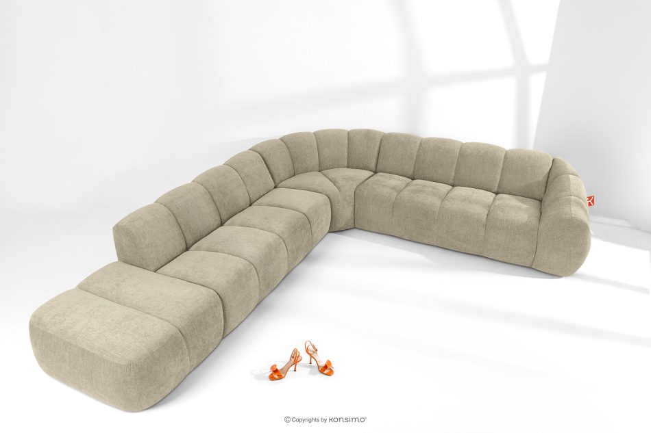 FLAVA Modulares Ecksofa Curve im Retro-Modern-Stil links sandfarben Sandfarben - Foto 1