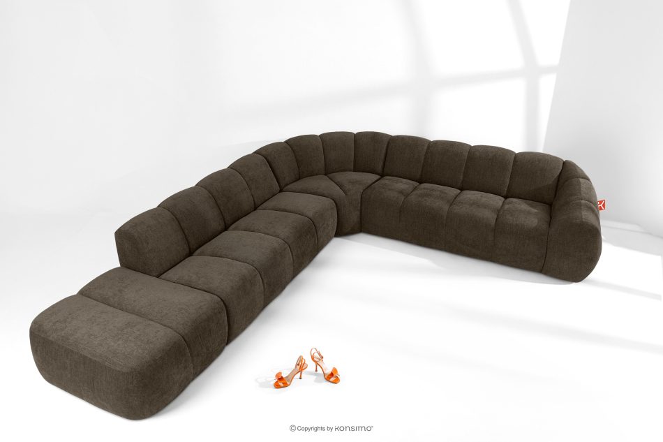 FLAVA Modulares Ecksofa Curve im Retro-Modern-Stil links braun Braun - Foto 1