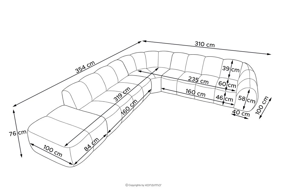 FLAVA Modulares Ecksofa Curve im Retro-Modern-Stil links graphit Graphit - Foto 11