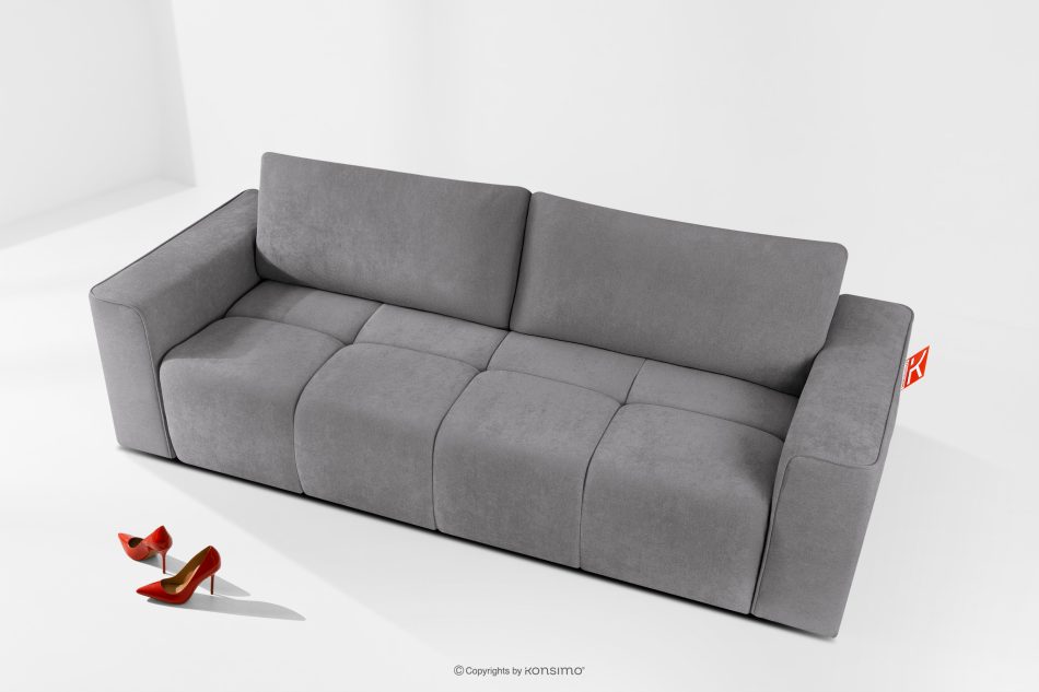 LIGULA Modernes ausziehbares Schlafsofa aus Chenille-Stoff in Hellgrau hellgrau - Foto 1