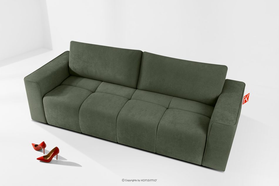 LIGULA Modernes ausziehbares Schlafsofa aus Chenille-Stoff in Dunkelgrün dunkelgrün - Foto 1