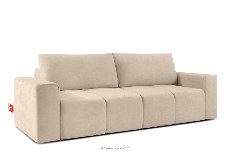 LIGULA Modernes ausziehbares Schlafsofa aus Chenille-Stoff in Hellbeige hellbeige - Foto 2