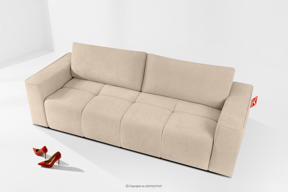 LIGULA Modernes ausziehbares Schlafsofa aus Chenille-Stoff in Hellbeige hellbeige - Foto 1