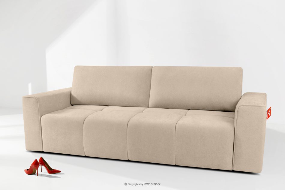 LIGULA Modernes ausziehbares Schlafsofa aus Chenille-Stoff in Hellbeige hellbeige - Foto 14