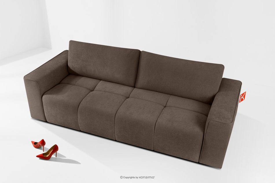 LIGULA Modernes ausziehbares Schlafsofa aus Chenille-Stoff in Braun braun - Foto 1