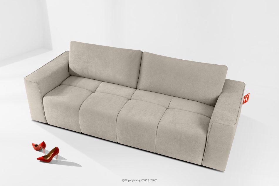 LIGULA Modernes ausziehbares Schlafsofa aus Chenille-Stoff in Graubeige graubeige - Foto 1