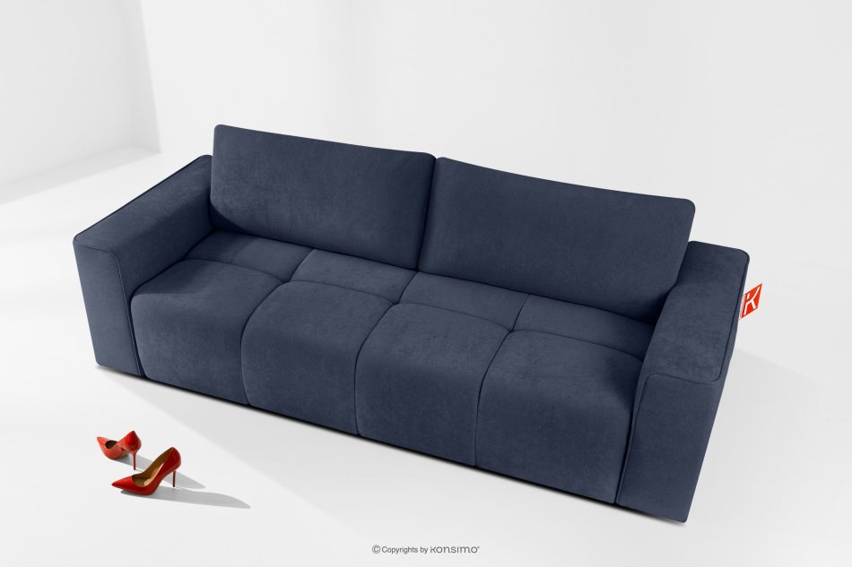 LIGULA Modernes ausziehbares Schlafsofa aus Chenille-Stoff in Marineblau dunkelblau - Foto 1