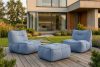 LOVIA Bequemer Sitzhocker für den Garten aus gewebtem Outdoor-Stoff, marineblau/weiß marineblau/weiß - Foto 2