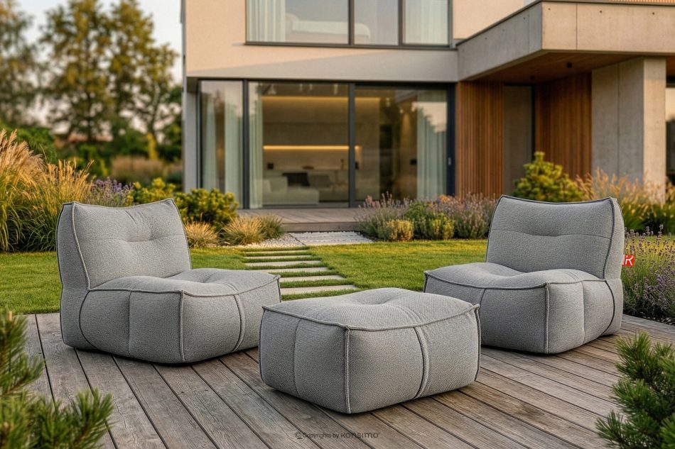 LOVIA Bequemer Gartensessel aus Outdoor-Gewebestoff schwarz/weiß schwarz/weiß - Foto 1