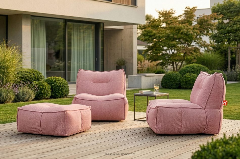 LOVIA Bequemer Gartensessel aus Outdoor-Gewebestoff rot/weiß rot/weiß - Foto 1