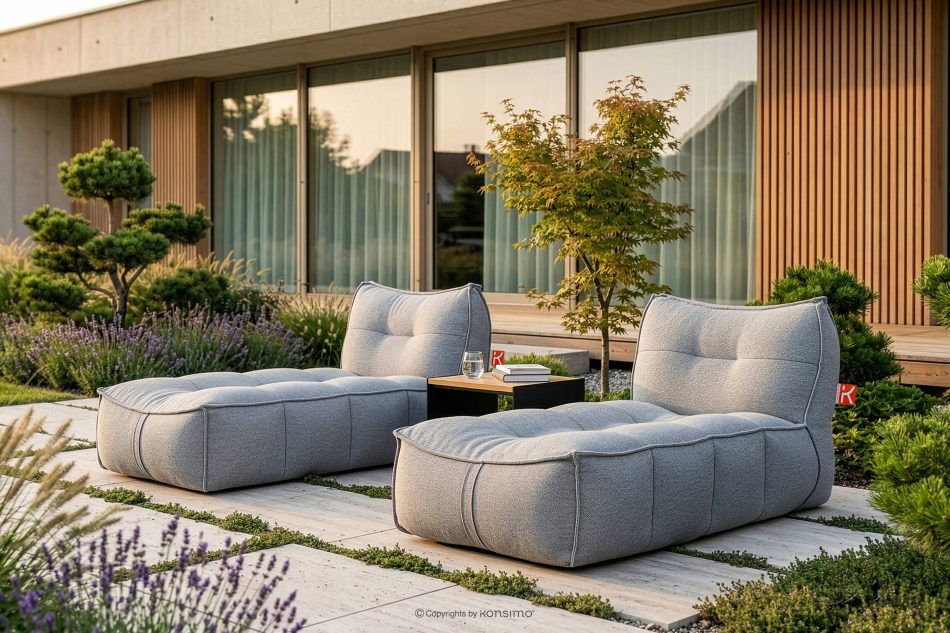 LOVIA Weiche Gartenliege aus Outdoor-Gewebestoff dunkelgrau/weiß dunkelgrau/weiß - Foto 20