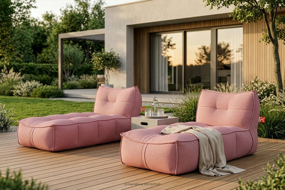 LOVIA Bequeme Gartenliege aus Outdoor-Gewebestoff rot/weiß rot/weiß - Foto 20