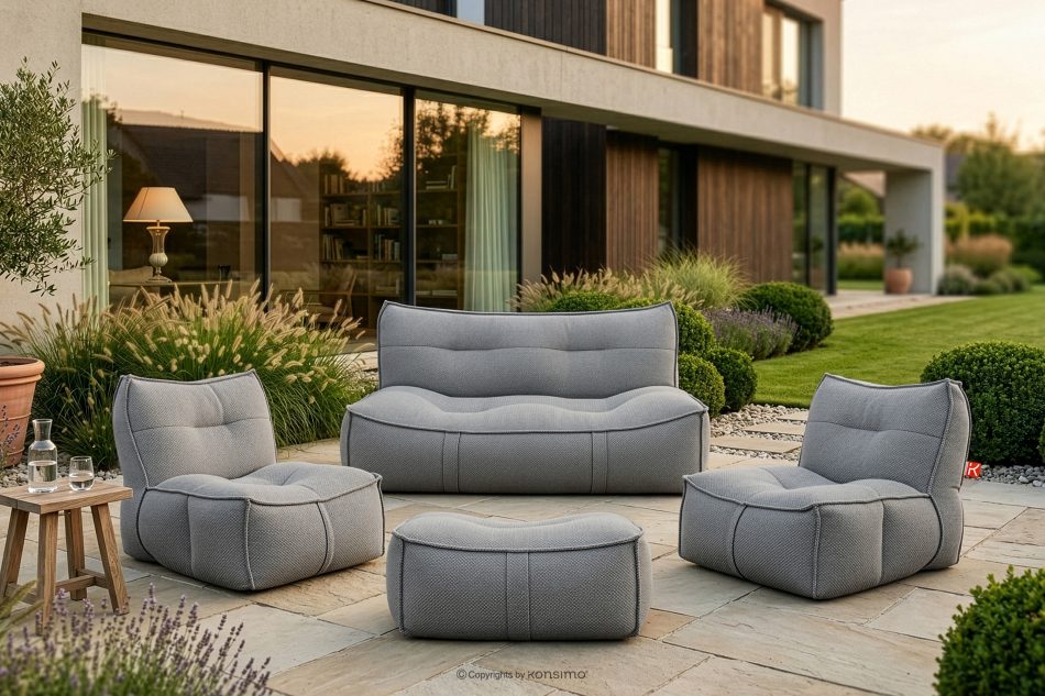 LOVIA Bequemes Gartensofa aus gewebtem Outdoor-Stoff schwarz/weiß schwarz/weiß - Foto 1