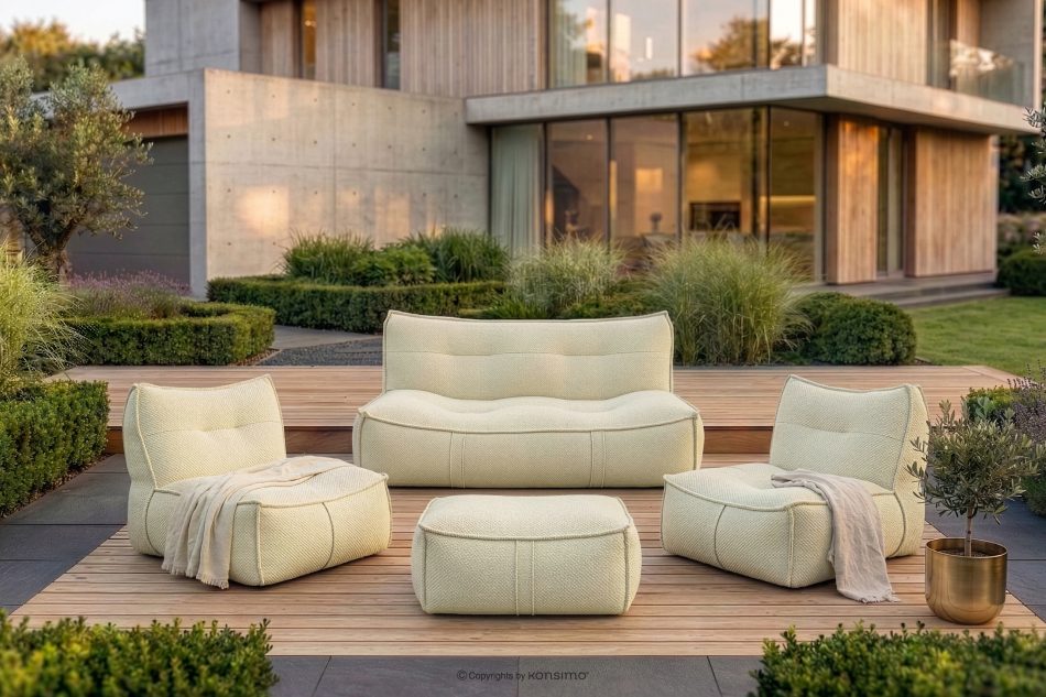 LOVIA Weiches Gartensofa aus gewebtem Outdoor-Stoff hellgrün/weiß hellgrün/weiß - Foto 1