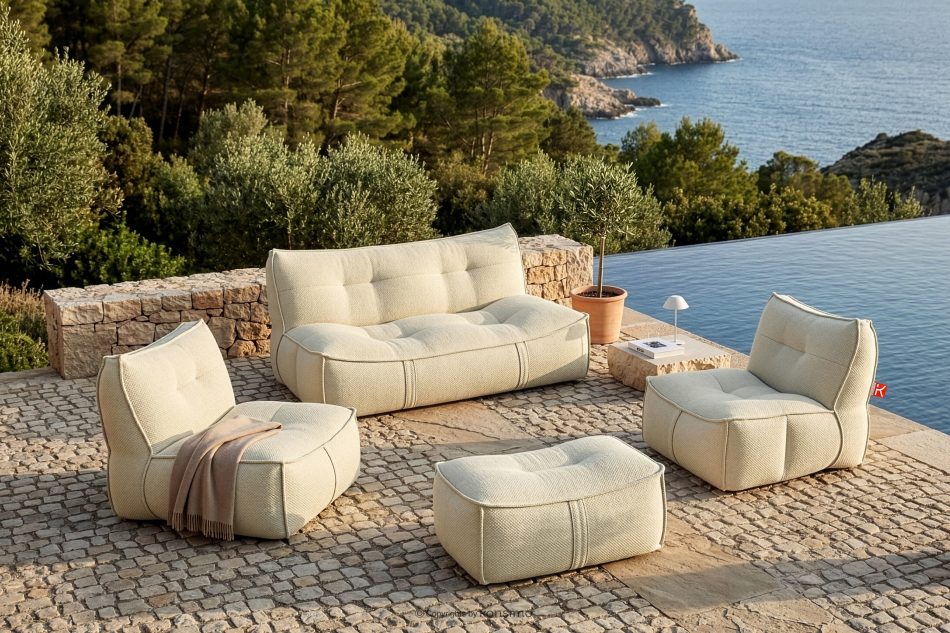 LOVIA Weiches Gartensofa aus gewebtem Outdoor-Stoff hellgrün/weiß hellgrün/weiß - Foto 20