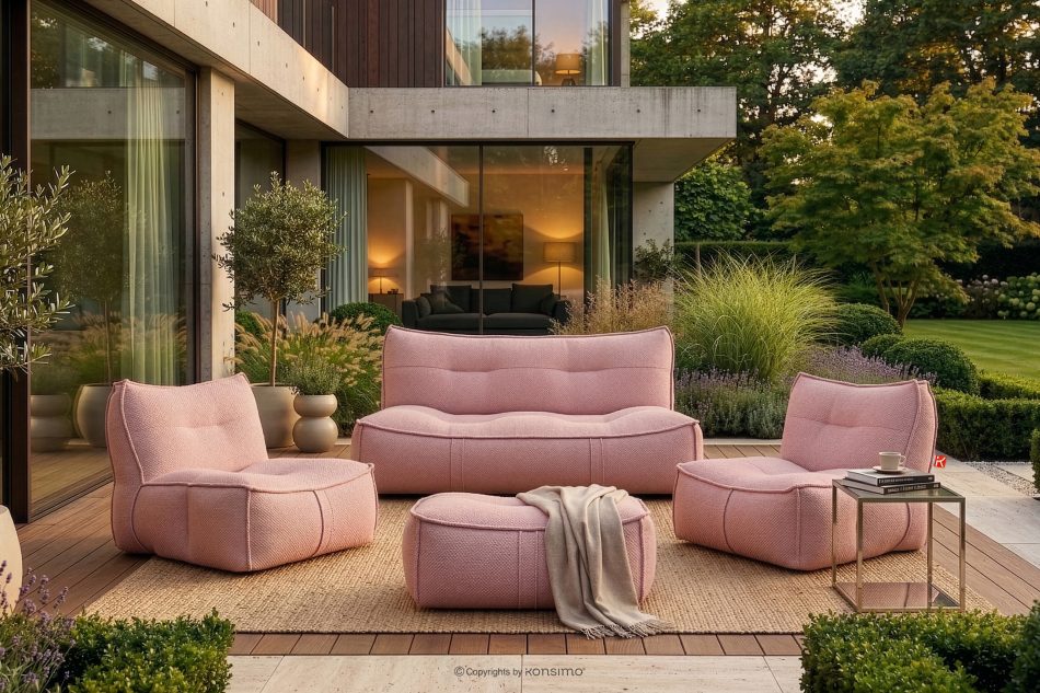 LOVIA Bequemes Gartensofa aus gewebtem Outdoor-Stoff rot/weiß rot/weiß - Foto 1
