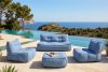 LOVIA Bequemes Gartensofa aus gewebtem Outdoor-Stoff dunkelblau/weiß marineblau/weiß - Foto 21