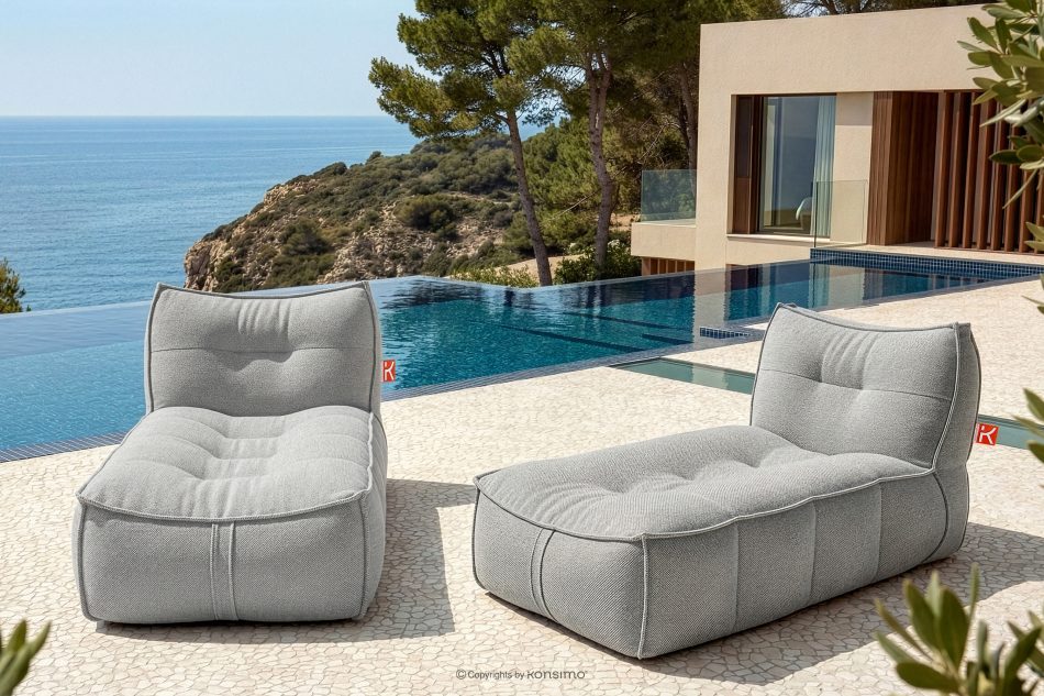 LOVIA Weiche Gartenliege aus gewebtem Outdoor-Stoff, 2-tlg., dunkelgrau/weiß dunkelgrau/weiß - Foto 1