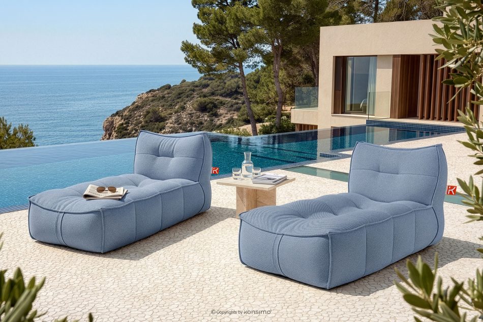 LOVIA Bequeme Gartenliege aus Outdoor-Gewebestoff 2-tlg. marineblau/weiß marineblau/weiß - Foto 1