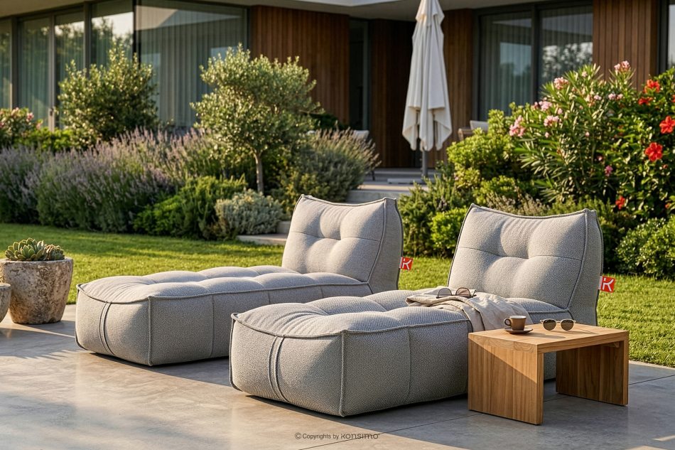 LOVIA Bequeme Gartenliege aus Outdoor-Gewebestoff 2-tlg. marineblau/weiß marineblau/weiß - Foto 21