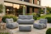 LOVIA Gartenmöbel-Set Sofa, Sessel, Sitzhocker aus Outdoor-Gewebestoff schwarz/weiß schwarz/weiß - Foto 38