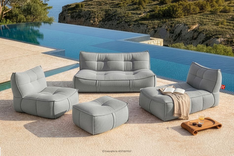 LOVIA Gartenmöbel Sofa Sessel Chaiselongue Sitzhocker Gewebestoff Outdoor schwarz/weiß schwarz/weiß - Foto 1