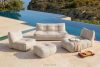 LOVIA Gartenmöbel-Set Sofa Sessel Chaiselongue Sitzhocker Gewebestoff Outdoor dunkelbeige/weiß dunkelbeige/weiß - Foto 2