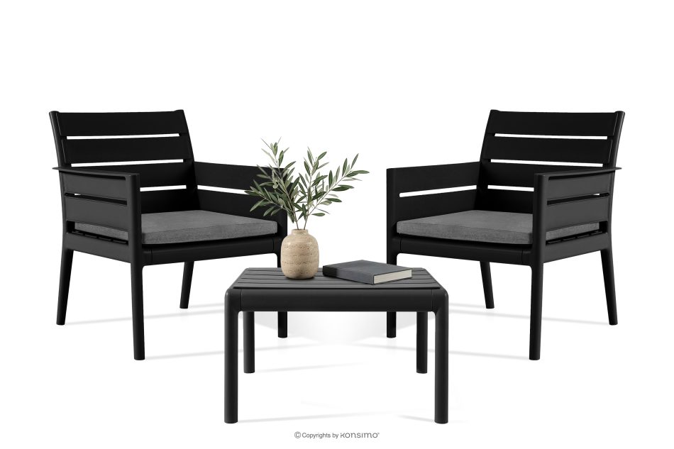 MITTU Gartenmöbel-Set aus Polypropylen 2 Stühle, Couchtisch in Anthrazit/Grau anthrazit/grau - Foto 19