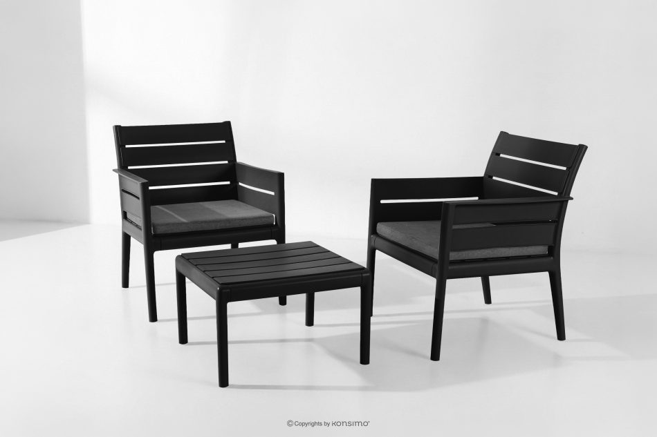 MITTU Gartenmöbel-Set aus Polypropylen 2 Stühle, Couchtisch in Anthrazit/Grau anthrazit/grau - Foto 21