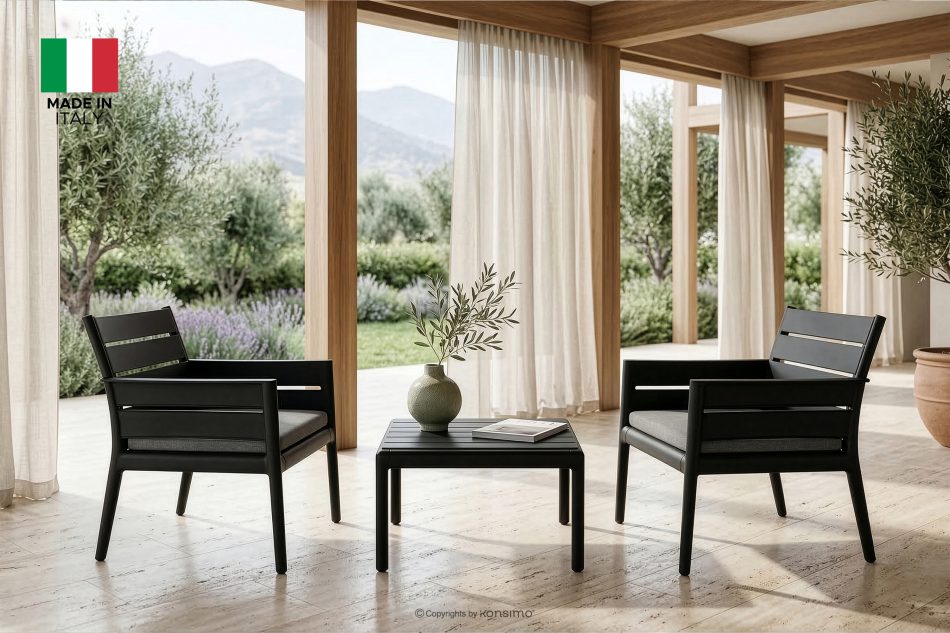 MITTU Gartenmöbel-Set aus Polypropylen 2 Stühle, Couchtisch in Anthrazit/Grau anthrazit/grau - Foto 1