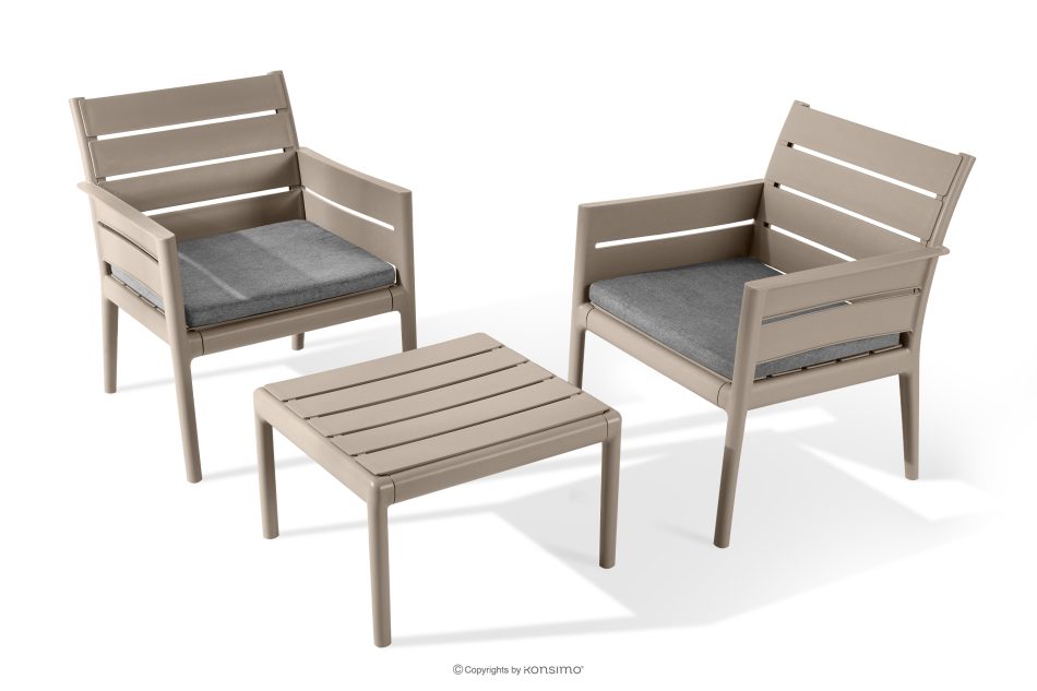 MITTU Gartenmöbel-Set aus Polypropylen 2 Stühle, Couchtisch in Beige/Braun beige/braun - Foto 0