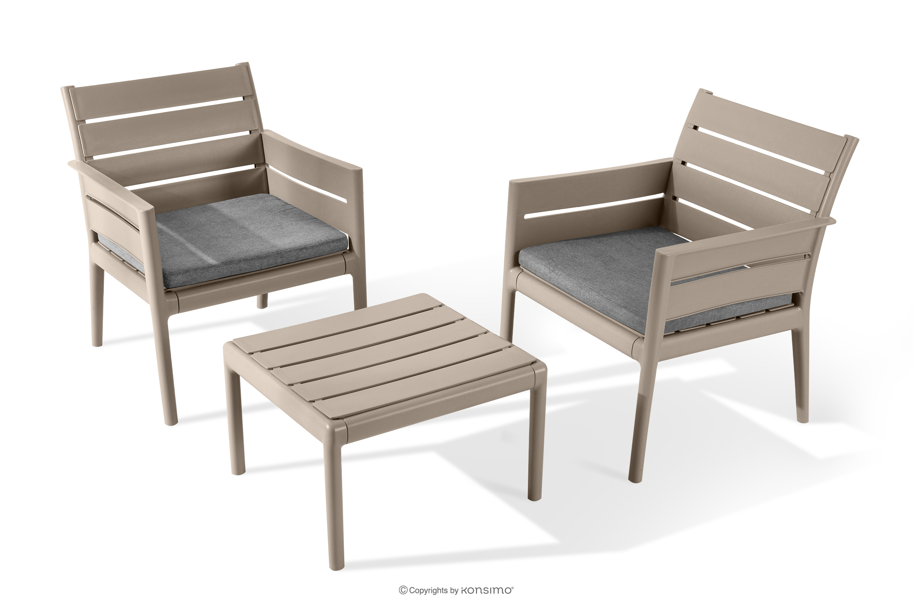 Gartenmöbel-Set aus Polypropylen 2 Stühle, Couchtisch in Beige/Braun MITTU