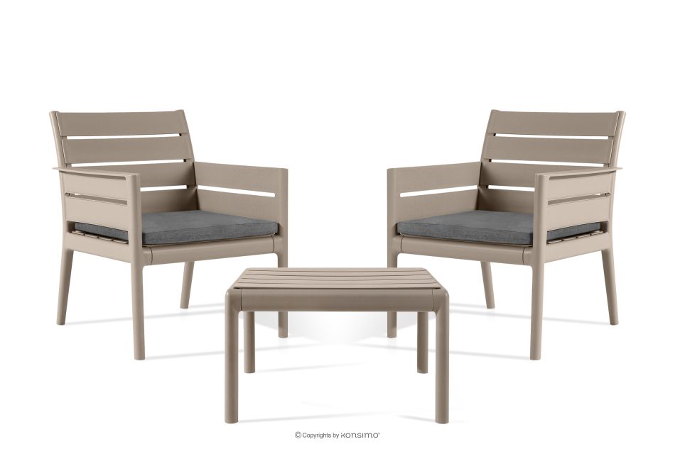 MITTU Gartenmöbel-Set aus Polypropylen 2 Stühle, Couchtisch in Beige/Braun beige/braun - Foto 2