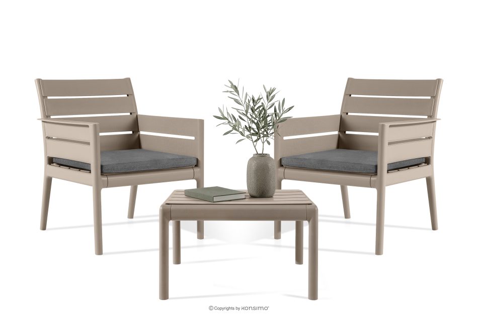 MITTU Gartenmöbel-Set aus Polypropylen 2 Stühle, Couchtisch in Beige/Braun beige/braun - Foto 19