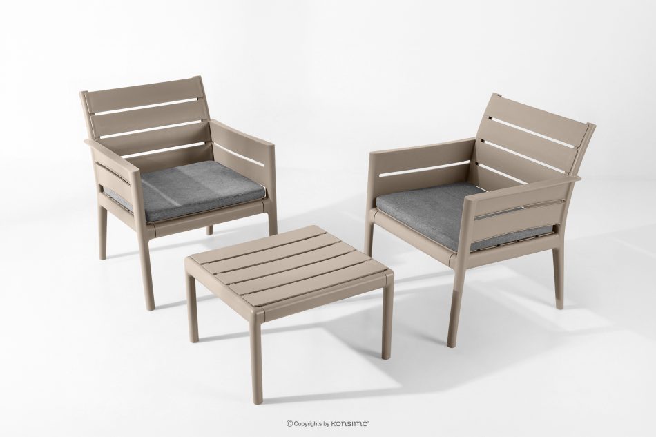 MITTU Gartenmöbel-Set aus Polypropylen 2 Stühle, Couchtisch in Beige/Braun beige/braun - Foto 20