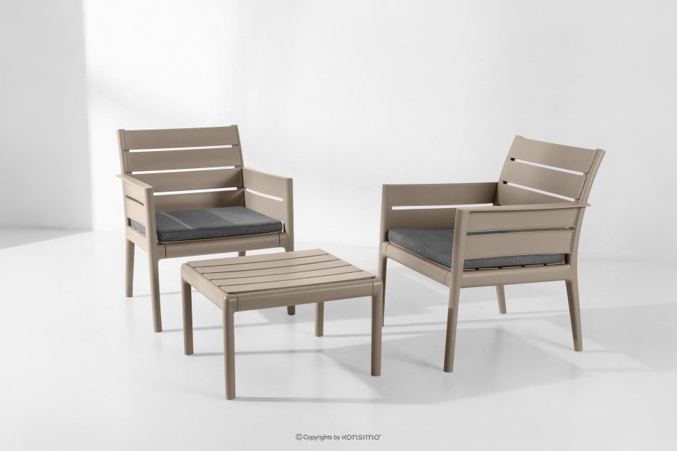MITTU Gartenmöbel-Set aus Polypropylen 2 Stühle, Couchtisch in Beige/Braun beige/braun - Foto 21